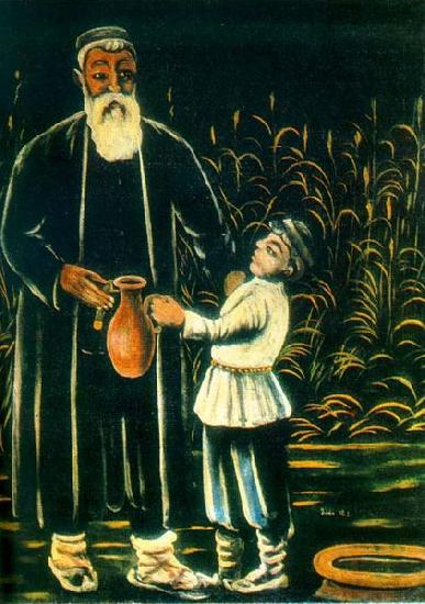 Niko Pirosmanashvili A Peasant with His Grandson oil painting image